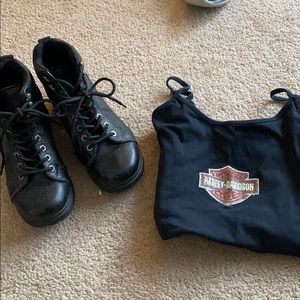 Women’s Harley Davidson boots & tank combo!